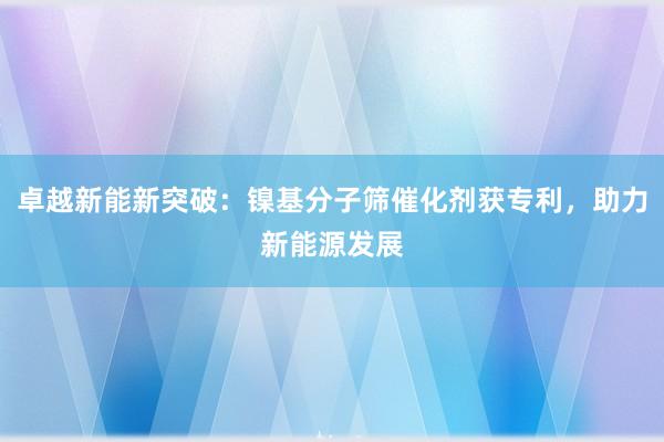 卓越新能新突破：镍基分子筛催化剂获专利，助力新能源发展