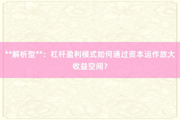 **解析型**：杠杆盈利模式如何通过资本运作放大收益空间？