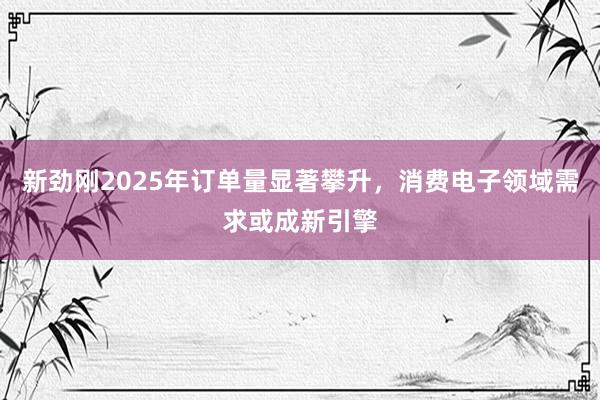 新劲刚2025年订单量显著攀升，消费电子领域需求或成新引擎