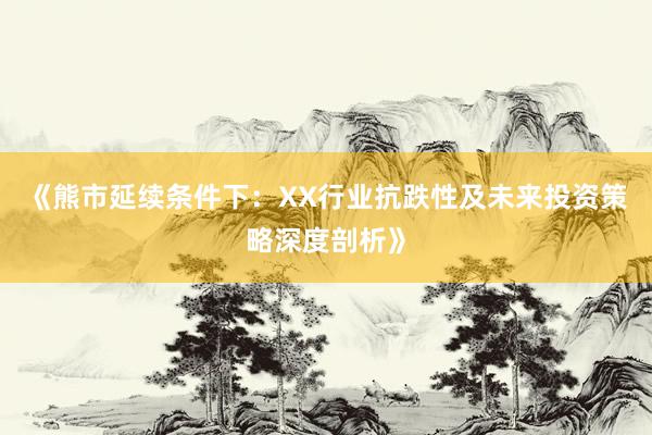 《熊市延续条件下：XX行业抗跌性及未来投资策略深度剖析》
