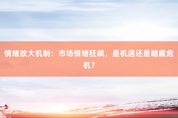 情绪放大机制：市场情绪狂飙，是机遇还是暗藏危机？