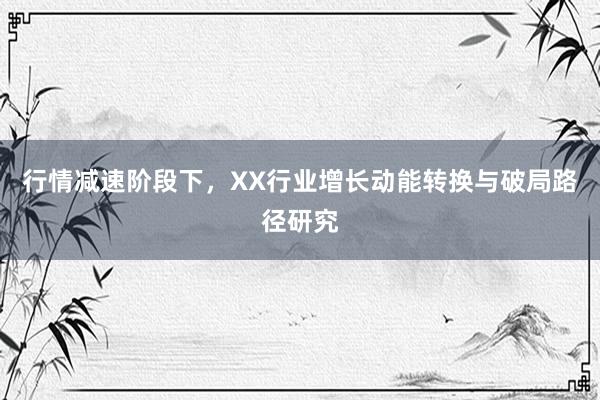 行情减速阶段下，XX行业增长动能转换与破局路径研究