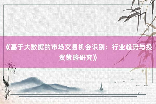 《基于大数据的市场交易机会识别：行业趋势与投资策略研究》