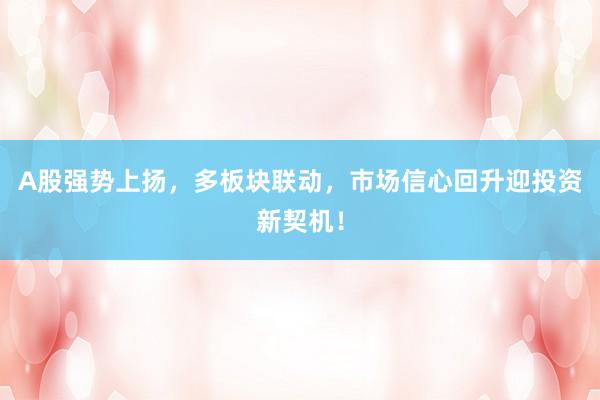 A股强势上扬,多板块联动,市场信心回升迎投资新契机!