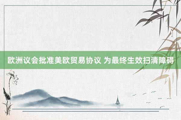 欧洲议会批准美欧贸易协议 为最终生效扫清障碍