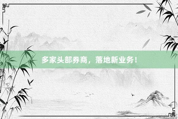 多家头部券商，落地新业务！