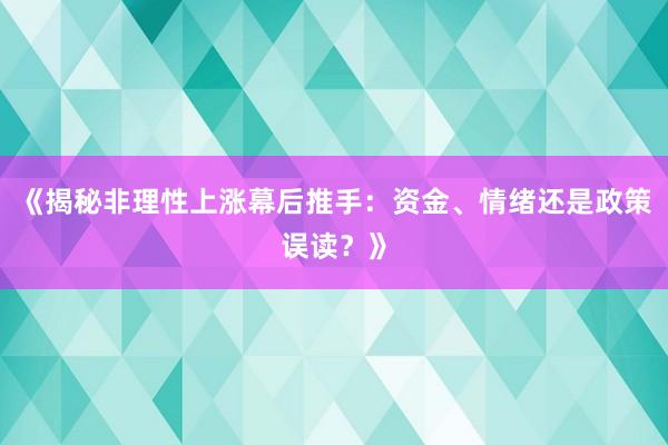 《揭秘非理性上涨幕后推手：资金、情绪还是政策误读？》