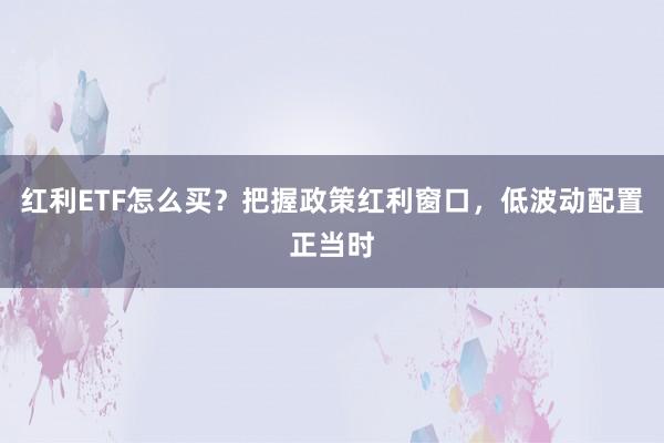 红利ETF怎么买？把握政策红利窗口，低波动配置正当时