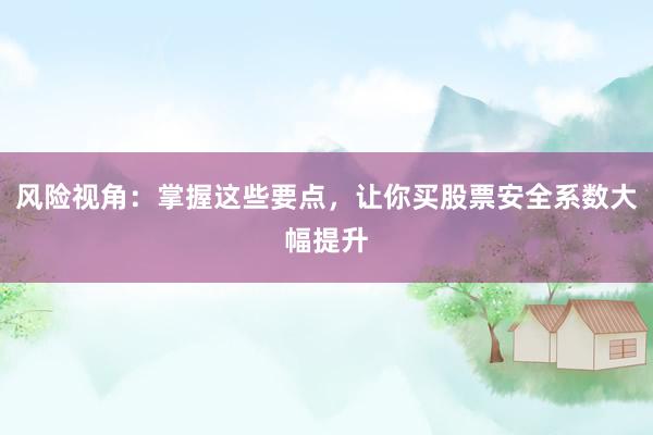 风险视角：掌握这些要点，让你买股票安全系数大幅提升