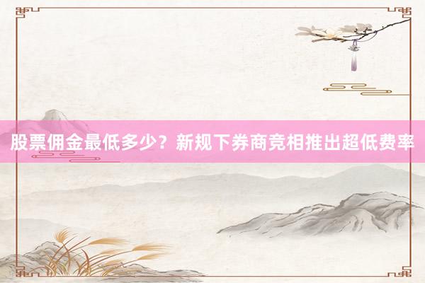 股票佣金最低多少？新规下券商竞相推出超低费率