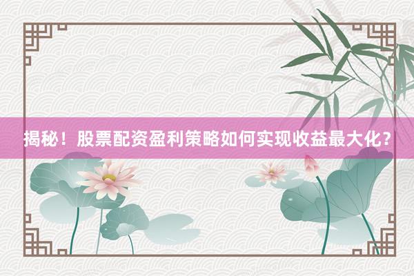 揭秘!股票配资盈利策略如何实现收益最大化?