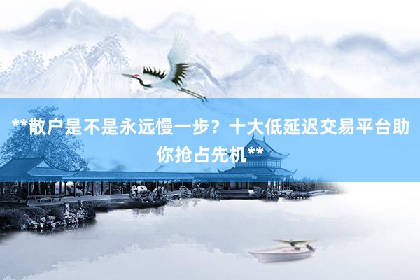 **散户是不是永远慢一步？十大低延迟交易平台助你抢占先机**