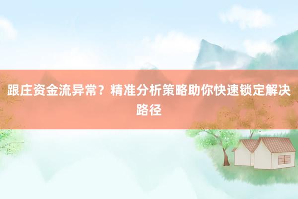 跟庄资金流异常？精准分析策略助你快速锁定解决路径
