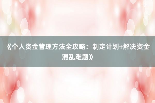 《个人资金管理方法全攻略：制定计划+解决资金混乱难题》