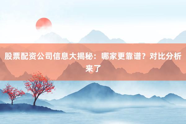 股票配资公司信息大揭秘：哪家更靠谱？对比分析来了